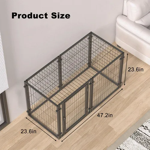 Vista 6 de Jaula para perros indestructible de alta resistencia de 47.2 pulgadas, jaula para perros de interior con puerta y parte superior abierta de metal