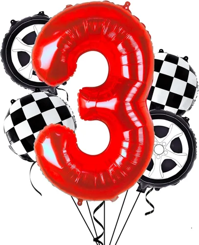 Vista 10 de Globos de Cumpleaños de Coche de Carreras para Niños Fast One Decoraciones de Primer Cumpleaños Tema de Coche de Carreras Ruedas Suministros