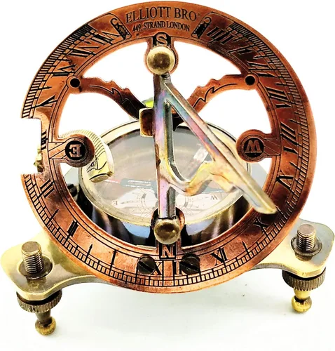 Vista 7 de Brújula de reloj de sol, vintage marino del oeste de Londres antiguo de 2.5 pulgadas, brújula de reloj de sol de latón antiguo de 2.5 pulgadas