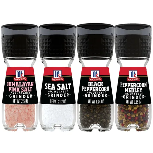 Paquete de variedad de molinillos de sal y pimienta McCormick, sal rosa del Himalaya, sal marina, pimienta negra y mezcla de pimienta, 6.47 oz