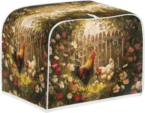 Vista 40 de Cubierta para tostadora con diseño de bandera americana y pájaros florales, protector de tostadora compatible con 2 rebanadas, cubierta protectora