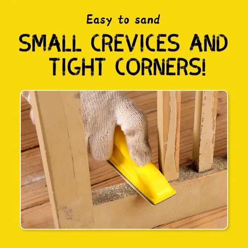 Vista 2 de POLIWELL Kit de micro lijadora de 3.5 x 1 pulgada para proyectos pequeños, herramientas de lijado con mango de detalle + papel de lija de grano 80