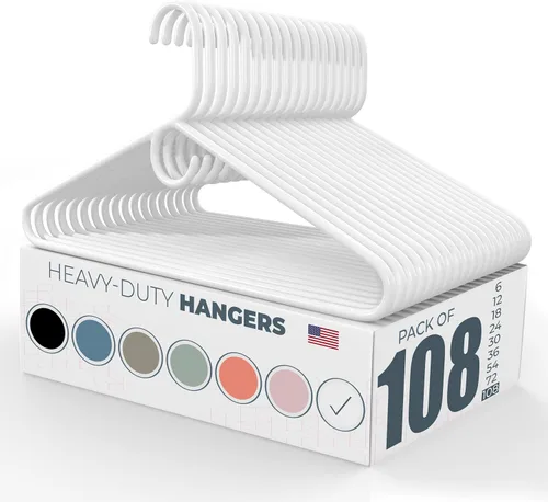 Vista 128 de Neaties Perchas de ropa resistentes paquete de 20 (24 unidades), fabricadas en los Estados Unidos, perchas de plástico de capacidad de 8 libras