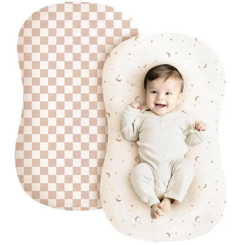 Vista 24 de Konssy Juego de 2 fundas de muselina para tumbona de bebé, 100% algodón, suave y transpirable, funda para nido de bebé para niños y niñas