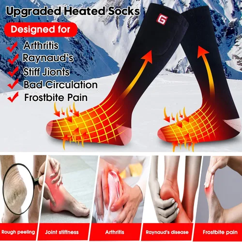 Vista 4 de Calcetines térmicos de primavera para hombres y mujeres, eléctricos recargables, calcetines térmicos de algodón cálido para equitación, camping