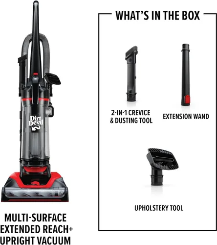 Vista 7 de Dirt Devil Aspiradora vertical multisuperficie de alcance extendido + sin bolsa para alfombras y suelos duros, aspiradoras potentes, ligeras