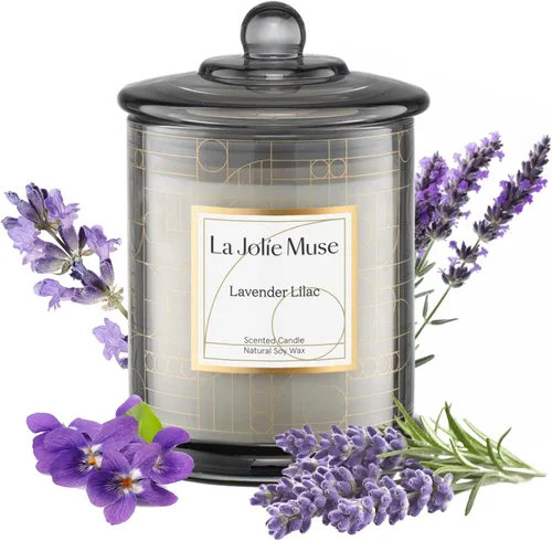Vista 9 de LA JOLIE MUSE Vela de Navidad, regalos de vacaciones de madera de cedro y ciprés, 75 horas de combustión, regalo de vela de soja natural, jarra