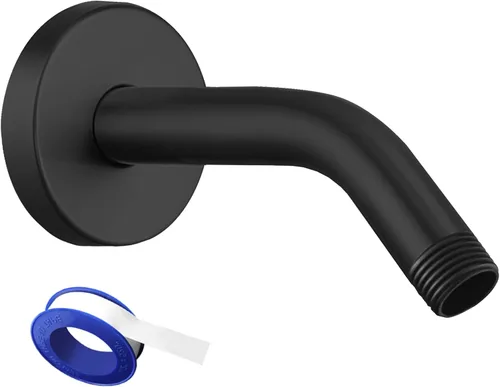 Vista 11 de Brazo de ducha Voolan con brida y cinta de teflón, brazo de extensión de cabezal de ducha para alcachofa de ducha fija en el baño, acero inoxidable