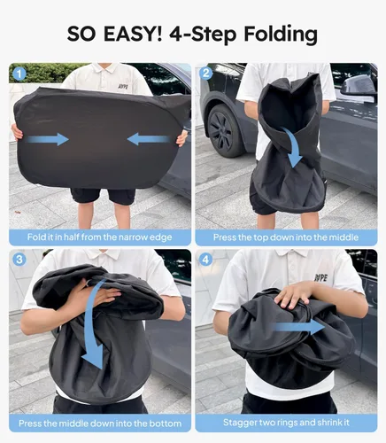 Vista 8 de Wigoo Tesla - Parasol para parabrisas de accesorios para el nuevo modelo Y [diseño OEM, 100% bloqueo solar] Parasol plegable con bolsa