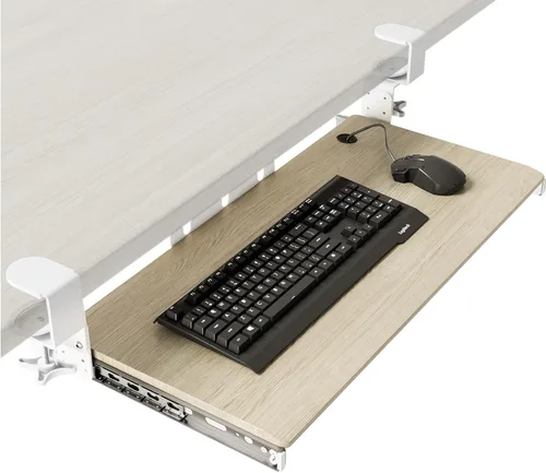 Vista 14 de AX WABER AX01WB01 - Bandeja extraíble para teclado debajo del escritorio con sistema de montaje de abrazadera C ajustable extra resistente, 27.3