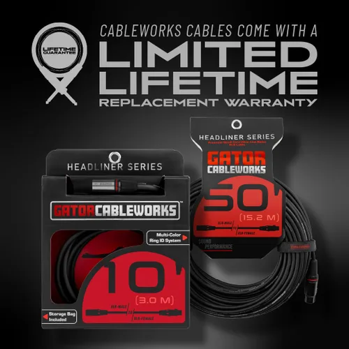 Vista 7 de Por Gator Cases Headliner Series Premium 3 Foot XLR Cable de micrófono (GCWH-XLR-03)