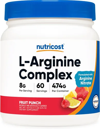 Vista 6 de Nutricost Complejo de L-Arginina (frambuesa azul, 60 porciones), sin gluten, sin OMG