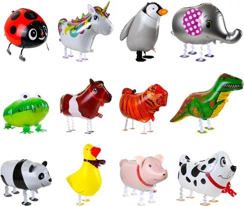 KESOTE 12 globos de animales lindos para caminar para fiestas temáticas de animales, suministros de fiesta de cumpleaños
