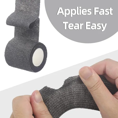 Vista 4 de IndigoCase Paquete de 6 vendajes autoadhesivos de 2 pulgadas, paquete variado de vendajes de color negro, cinta de agarre elástica, envolturas