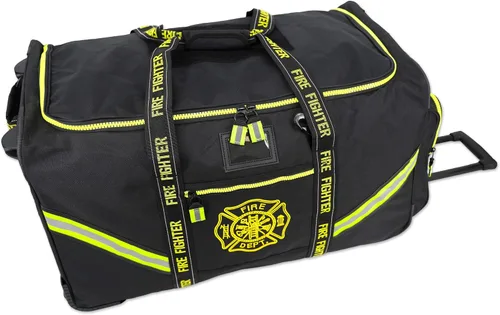 Lightning X Premium - Bolsa de equipo de bomberos rodante con ruedas, mango retráctil, totalmente moldeada, 3 colores Negro