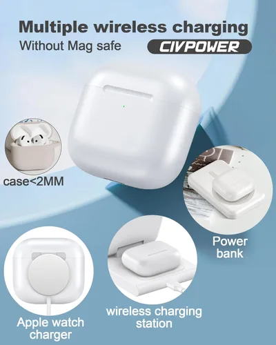 Vista 4 de CIVPOWER Funda de carga de repuesto para Air Pods 4ª, compatible con Air Pod de 4ª generación con emparejamiento Bluetooth (sin auriculares)