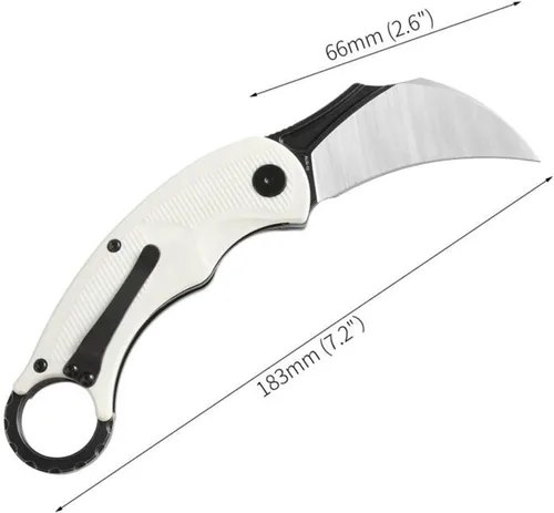 Vista 2 de Falcon Karambit Japón AUS-10 Acero G10 Mango táctico supervivencia camping al aire libre cuchillo de bolsillo CMB-C01W (blanco)