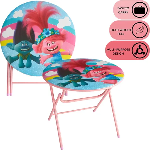 Vista 3 de DreamWorks Trolls - Juego de mesa redonda plegable de 3 piezas y sillas a partir de 3 años