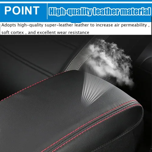 Vista 4 de Great-luck Funda de cuero para consola central con protector de reposabrazos y accesorios (costuras negras) para Nissan Rogue