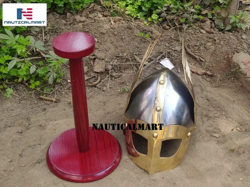 Vista 2 de Máscara medieval casco vikingo réplica de armadura de guerrero casco Norman Nasal King Casco de gladiador alado Armadura de gladiador con máscara