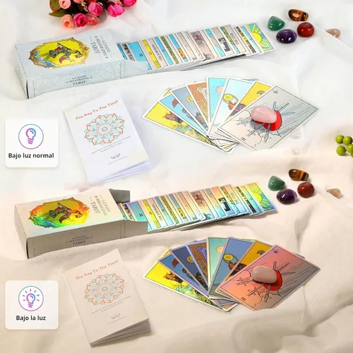 Vista 3 de Holographic Tarot Cards, 78 Card Tarot Deck with Guidebook to Card Meanings