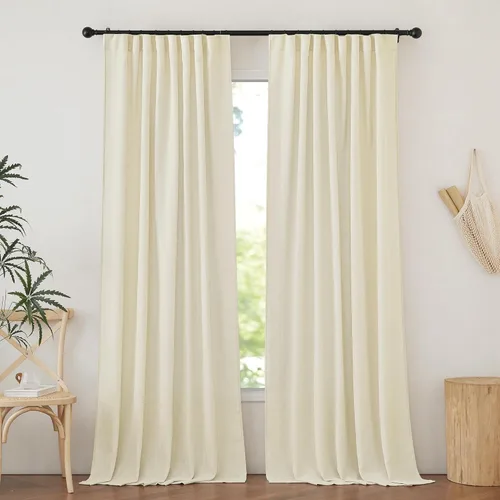 Vista 19 de NICETOWN Cortinas traslúcidas de lino, plisadas, con bolsillo para barra, pestañas traseras, paneles de cortinas traslúcidas para dormitorio, sala
