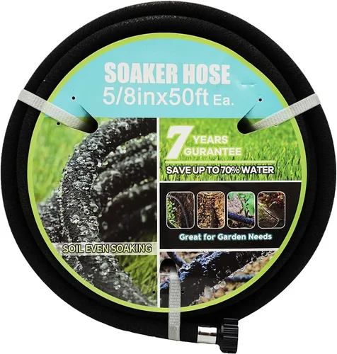Vista 9 de Soaker Hose 1/2" 15ft Rubber Garden Soaker Hoses, Water Seeper Round Drip Hose, Heavy Duty Drip Irrigation Hose For Vegetable, Lawn, Plants and