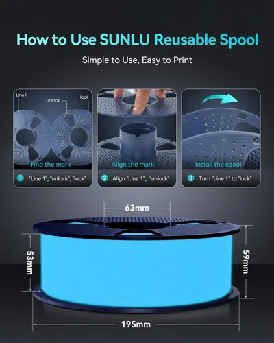 Vista 7 de SUNLU 4KG Glow in the Dark PLA Filament Bundle 1.75mm, Luminous PLA 3D Printer Filament, Long-Lasting Brightness & High Toughness, 1kg Spool