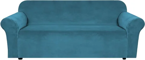 Vista 34 de H.VERSAILTEX Fundas de terciopelo elástico para sofá de dos plazas, fundas para sofá de 2 cojines para sala de estar, fundas deslizables con correas