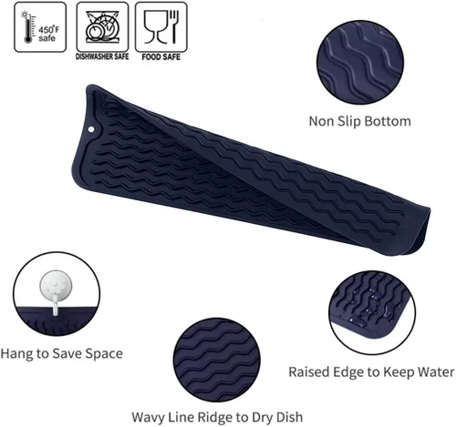 Vista 634 de MicoYang Alfombrilla de Silicona para Secar Platos de Múltiples Usos, Fácil de Limpiar, Ecológica, Alfombrilla de Silicona Resistente al Calor