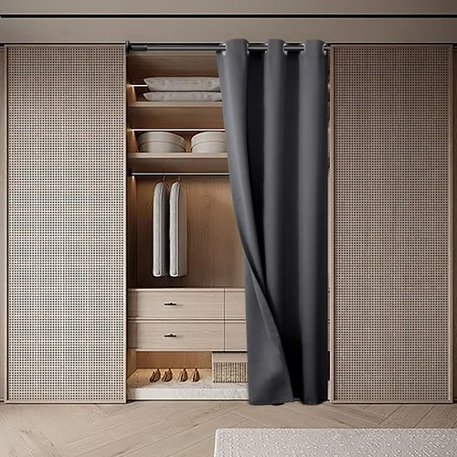 Vista 3 de BGment Cortina de puerta para puerta, cortina de armario para armario abierto, cortina opaca de privacidad con ojales con aislamiento térmico, 1