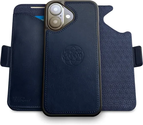 Vista 23 de Dreem Fibonacci - Funda tipo cartera para iPhone 13 Funda desmontable de piel vegana 2 en 1 con soporte integrado, portador de tarjetas con Negro