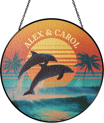 Vista 20 de Personalized Flamingo Suncatcher for Bird Lovers, Custom Name Stained Glass Suncatcher, Vibrant Tropical Bird Window Hanging for Summer Decor, Retro