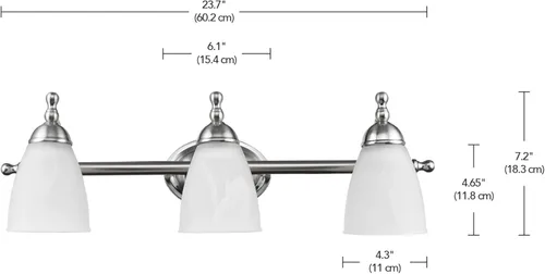 Vista 7 de Globe Electric Cusco - Tocador con 3 luces, 50783, 60.0watts, 120.00 volts