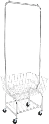 Vista 16 de Carrito de lavandería, carrito de lavandería de alambre de acero, cesta de lavandería con ruedas, carrito de lavandería comercial resistente