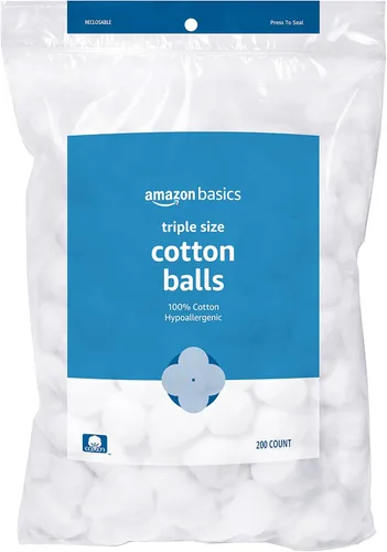 Amazon Basics Bolas de algodón para el cuidado de la piel, 200 unidades (anteriormente Solimo)