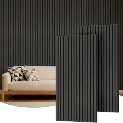 TONOR Paneles acústicos de madera para decoración de pared interior, paquete de 2 paneles acústicos de listones de madera de 47.2 x 23.6 pulgadas,