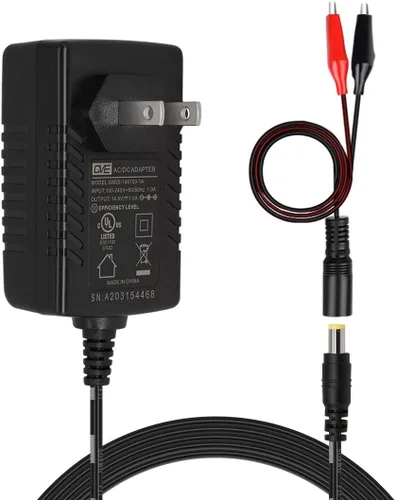 TalentCell Cargador de batería LiFePO4 de 12 V AC/DC, salida de 14.4 14.6 V/1.5 A con doble conector de pinzas de cocodrilo para batería recargable