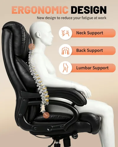 Vista 9 de Sillas ejecutivas de 800 libras, sillas de escritorio ejecutivas con soporte lumbar ajustable, silla de oficina para personas pesadas, silla