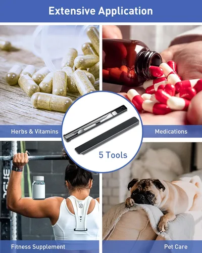 Vista 7 de Kits de máquina de llenado de cápsulas, espátula de cuchara de micro laboratorio para llenado rápido y fácil de cápsulas de gel, máquina llenadora