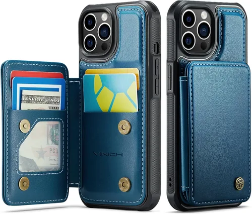 Vista 68 de Vinich Funda tipo cartera para iPhone 11 con soporte para tarjetas, bloqueo RFID, ranuras de crédito, función atril, a prueba de golpes, para Negro
