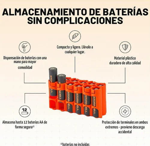 Vista 4 de Soporte para 12 baterías Storacell, AA Powerpax, color amarillo.