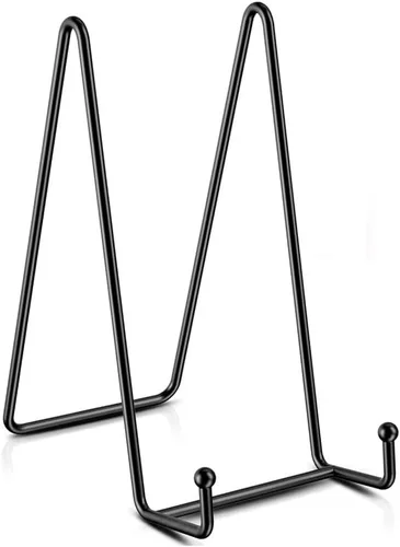 Vista 10 de KINGDOM SOLUTIONS HECHO EN EE.UU. Paquete de 2 caballetes ajustables de metal negro - Soporte para libros - Soporte de placa resistente para arte