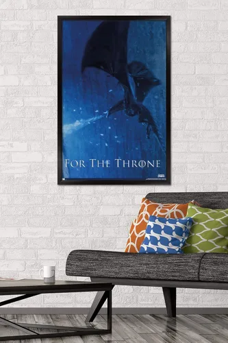 Vista 2 de Trends International Póster de pared Viserion Game of Thrones, 22.375 x 34 pulgadas, versión enmarcada en negro