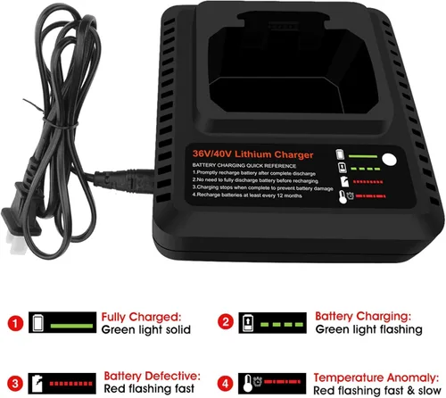 Vista 4 de Fast Charger Replacement for Black+Decker LCS36 LCS40, Compatible with 36V 40V Max Lithium ion Battery LBXR36 LBX36 LBXR2036 LBX2040 Battery Charger