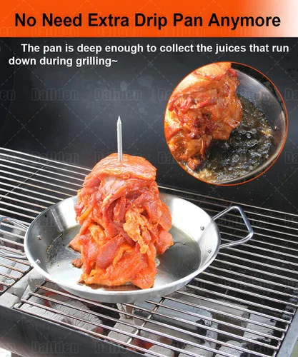 Vista 3 de Brocheta vertical para barbacoa – Al Pastor Pincho vertical para asador vertical para tacos Al Pastor, Shawarma, giroscopios, accesorio