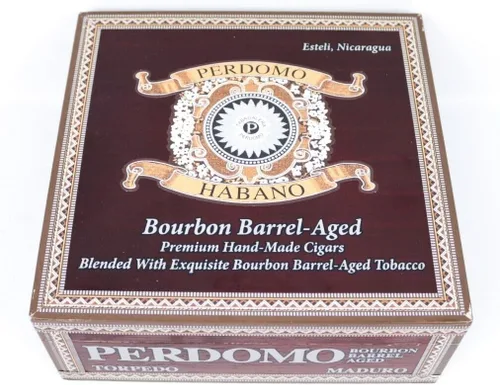 Vista 2 de Perdomo Torpedo Maduro Habano - Caja vacía de madera para puros, 7.75 x 7.5 x 3 pulgadas