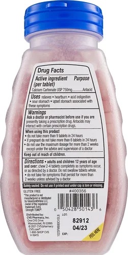 Vista 2 de CVS Health Tabletas antiácidas extra fuertes sin azúcar, paquete de 3 80