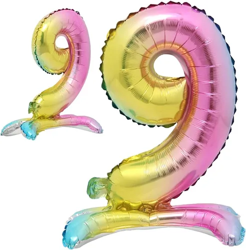 Vista 10 de Globos de helio de 40 pulgadas con degradado arcoíris de pie, colorido, tamaño grande, globos de helio para fiesta de cumpleaños, decoración