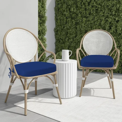 Vista 5 de idee-home Juego de 4 cojines para sillas de exterior, cojines impermeables para muebles de patio con lazos, cojines gruesos para sillas de comedor